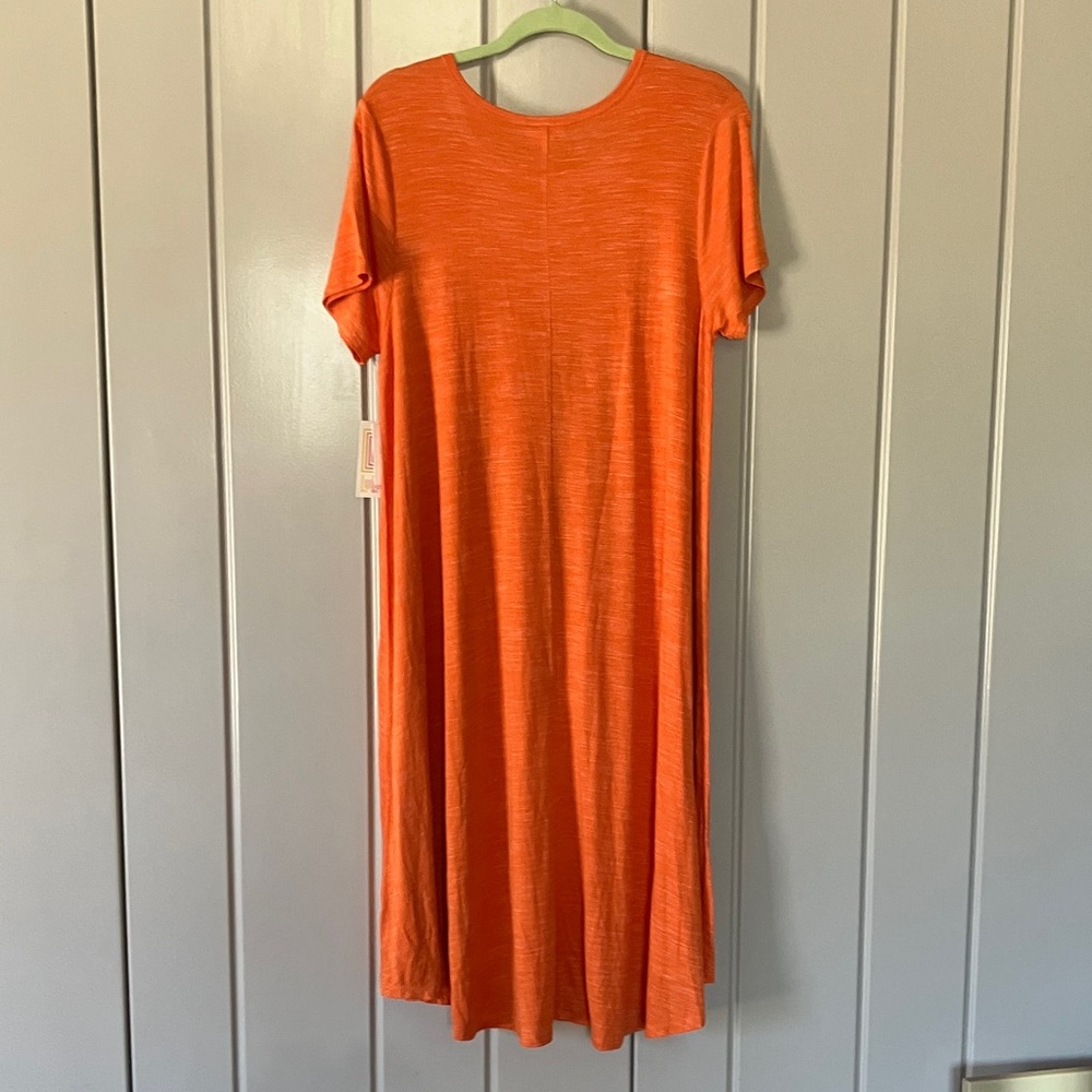 LuLaRoe Vibrant Orange Midi Dress - Picture 3 of 4